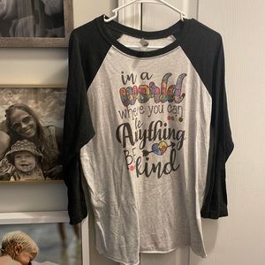 Be Kind baseball tee size medium